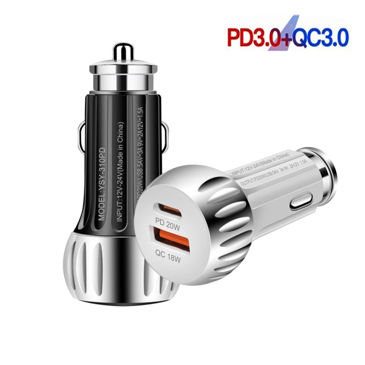 YSY-310PD 38W PD20W USB-C + QC3.0 18W USB Dual Port Fast Car Charger