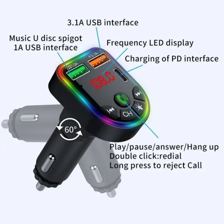 P20 Dual USB Port Car Bluetooth Hands-Free Calling Car MP3 Audio Digital Display USB Car Charger