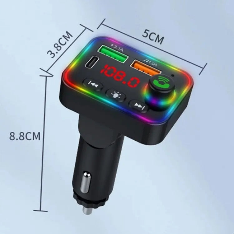 P4 Car FM Transmitter PD Fast Charger Car Charger Support U Disk Bluetooth Hands-free Calling