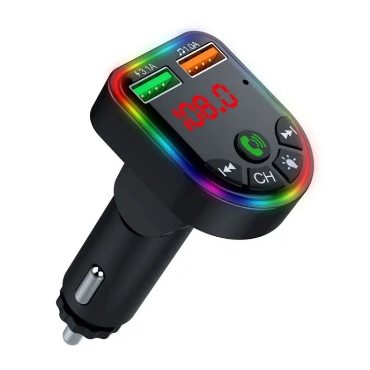 P5 Support U Disk Colorful Ambient Light Car Charger Digital Display Bluetooth Wireless Car MP3 Player