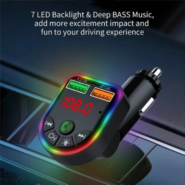 P5 Support U Disk Colorful Ambient Light Car Charger Digital Display Bluetooth Wireless Car MP3 Player ÎҵÄÉ̵ê