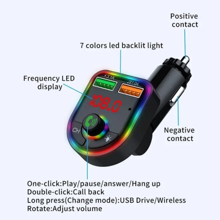 P6 Smart Bluetooth Calling Car Wireless MP3 Audio Device Colorful Ambient Lights Car Charger ÎҵÄÉ̵ê