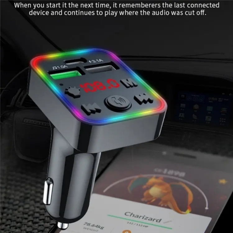 F22 Dual USB Car Charger Smart Bluetooth Calling Car Audio Device 7-Colors LED Car MP3 Player ÎҵÄÉ̵ê