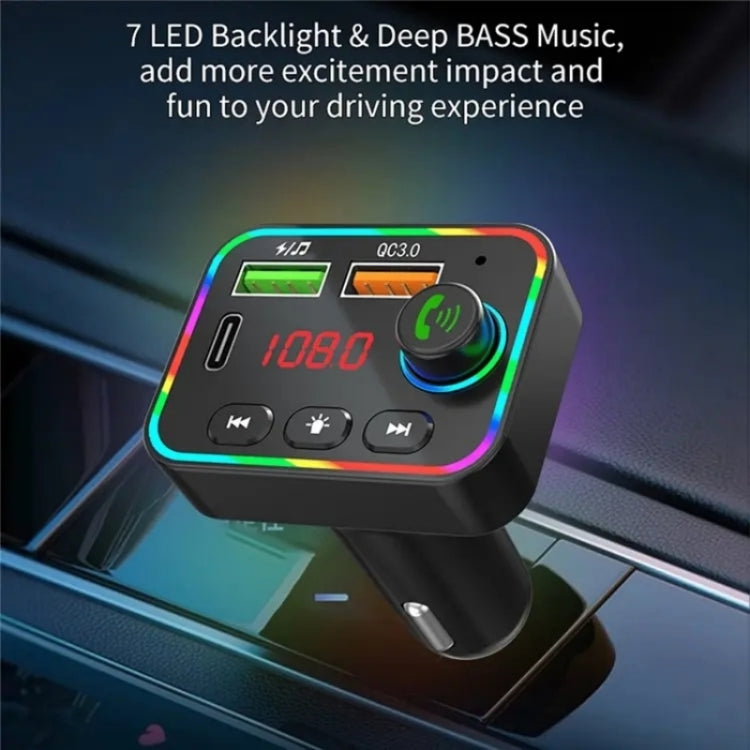 PDF4 PD 25W Fast Car Charger with Hands-Free Calls FM Transmitter 7-Color Led Lights MP3 Player ÎҵÄÉ̵ê