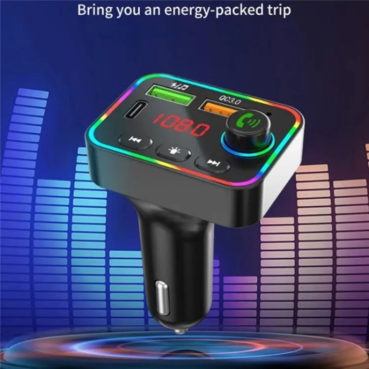 PDF4 PD 25W Fast Car Charger with Hands-Free Calls FM Transmitter 7-Color Led Lights MP3 Player ÎҵÄÉ̵ê