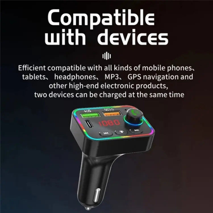 PDF4 PD 25W Fast Car Charger with Hands-Free Calls FM Transmitter 7-Color Led Lights MP3 Player ÎҵÄÉ̵ê