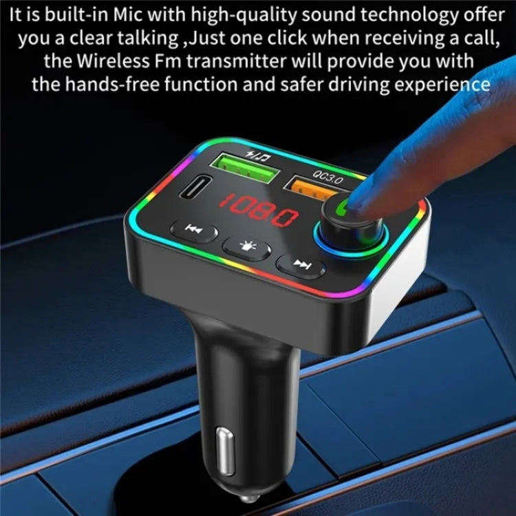 PDF4 PD 25W Fast Car Charger with Hands-Free Calls FM Transmitter 7-Color Led Lights MP3 Player ÎҵÄÉ̵ê