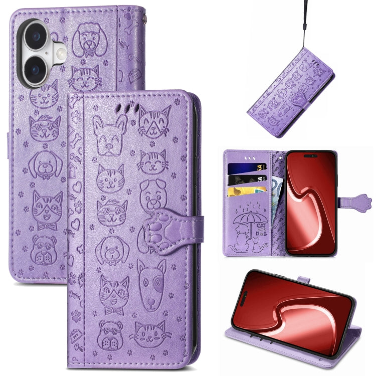 Cat and Dog Embossed Leather Phone Case, Series 3