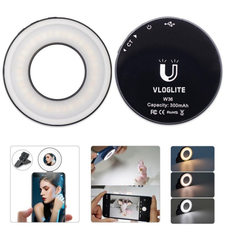 VLOGLITE W36 Mini LED Cell Phone Fill Light With Makeup Mirror Magnetic Selfie Ring Light My Store