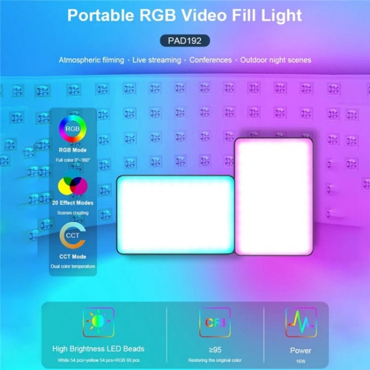 VLOGLITE PAD192RGB For DSLR Camera Gopro LED Camera Fill Light RGB Full Color Photography Lighting My Store