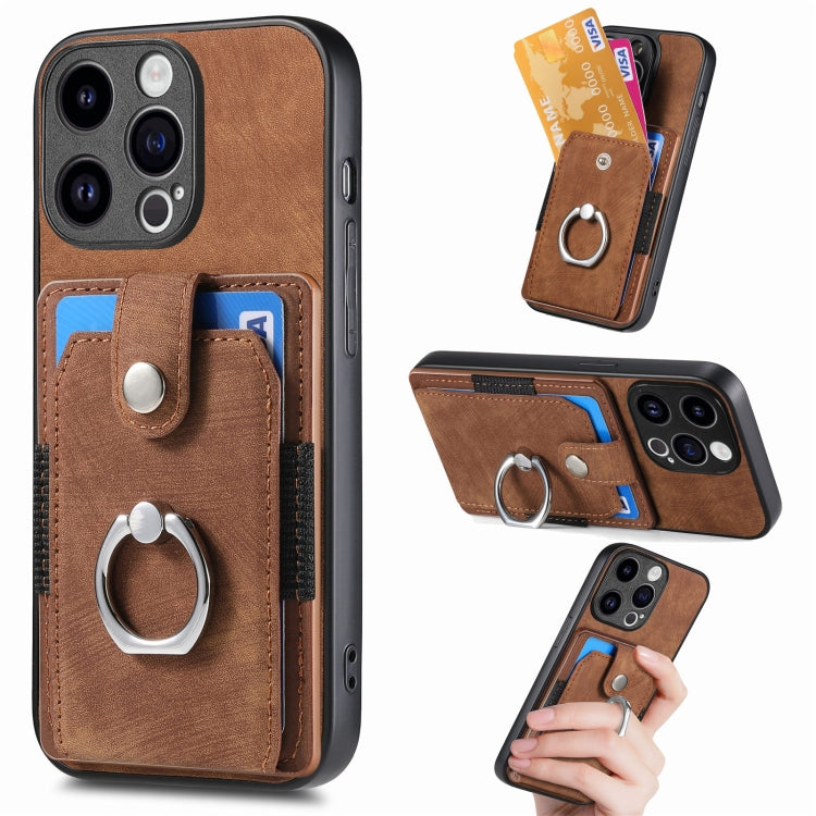 Retro Skin-feel Ring Card Wallet Phone Case, Series 2