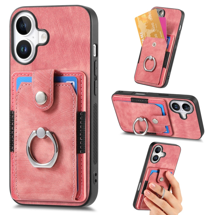 Retro Skin-feel Ring Card Wallet Phone Case, Series 2