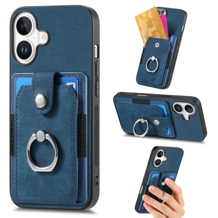 Retro Skin-feel Ring Card Wallet Phone Case, Series 2