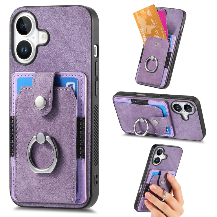 Retro Skin-feel Ring Card Wallet Phone Case, Series 2