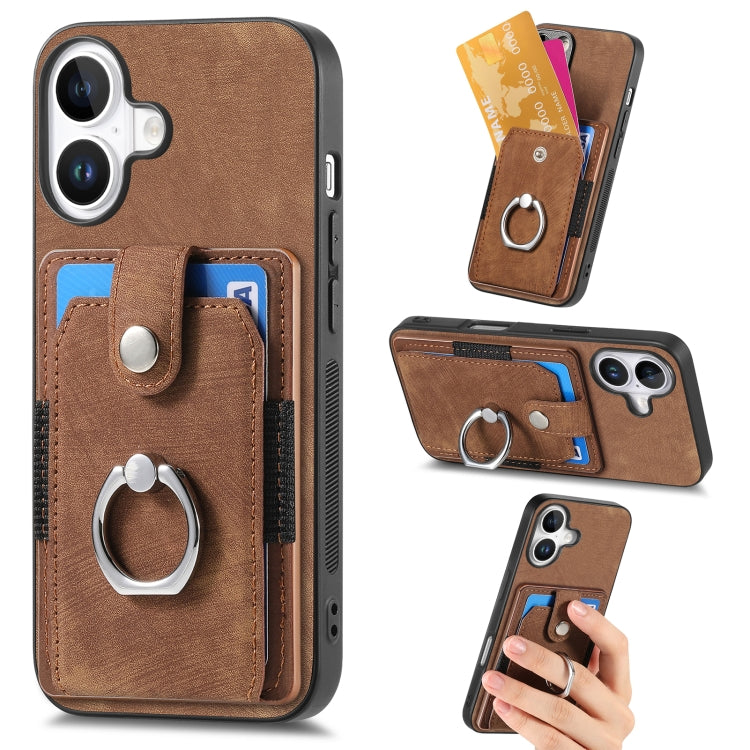 Retro Skin-feel Ring Card Wallet Phone Case, Series 1