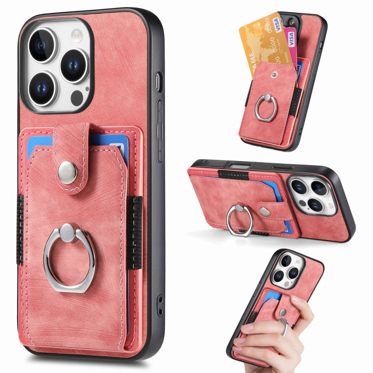 Retro Skin-feel Ring Card Wallet Phone Case, Series 2