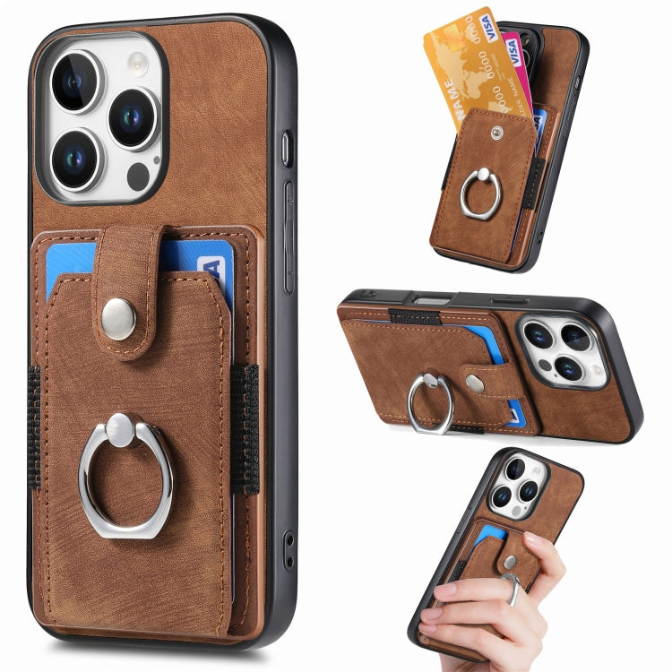 Retro Skin-feel Ring Card Wallet Phone Case, Series 2