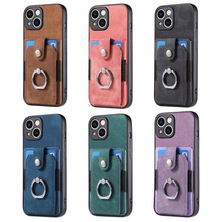 Retro Skin-feel Ring Card Wallet Phone Case, Series 1