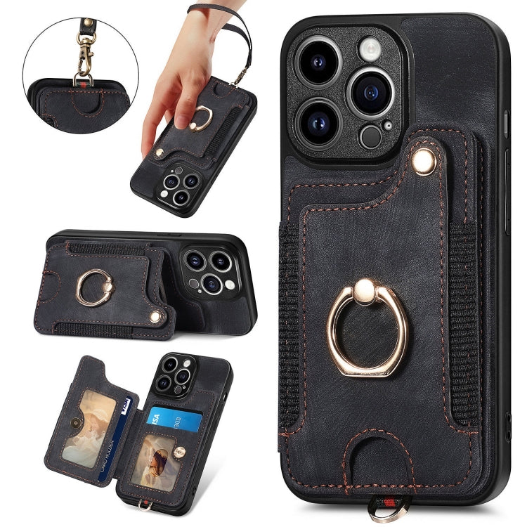 Retro Skin-feel Ring Multi-card Wallet Phone Case, Series 1