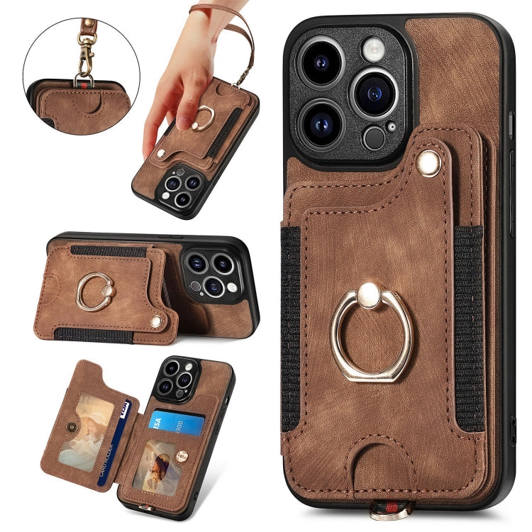 Retro Skin-feel Ring Multi-card Wallet Phone Case, Series 1