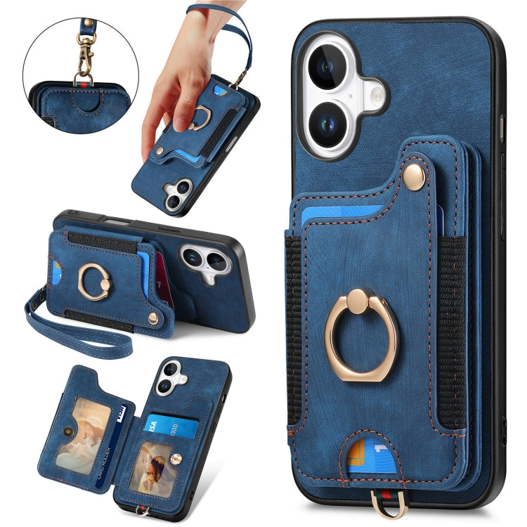 Retro Skin-feel Ring Multi-card Wallet Phone Case, Series 2