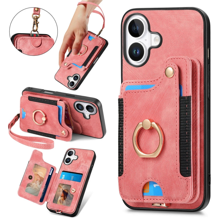 Retro Skin-feel Ring Multi-card Wallet Phone Case, Series 1