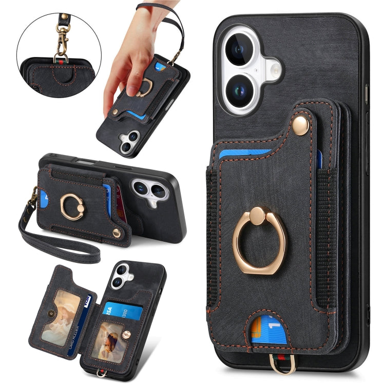 Retro Skin-feel Ring Multi-card Wallet Phone Case, Series 1