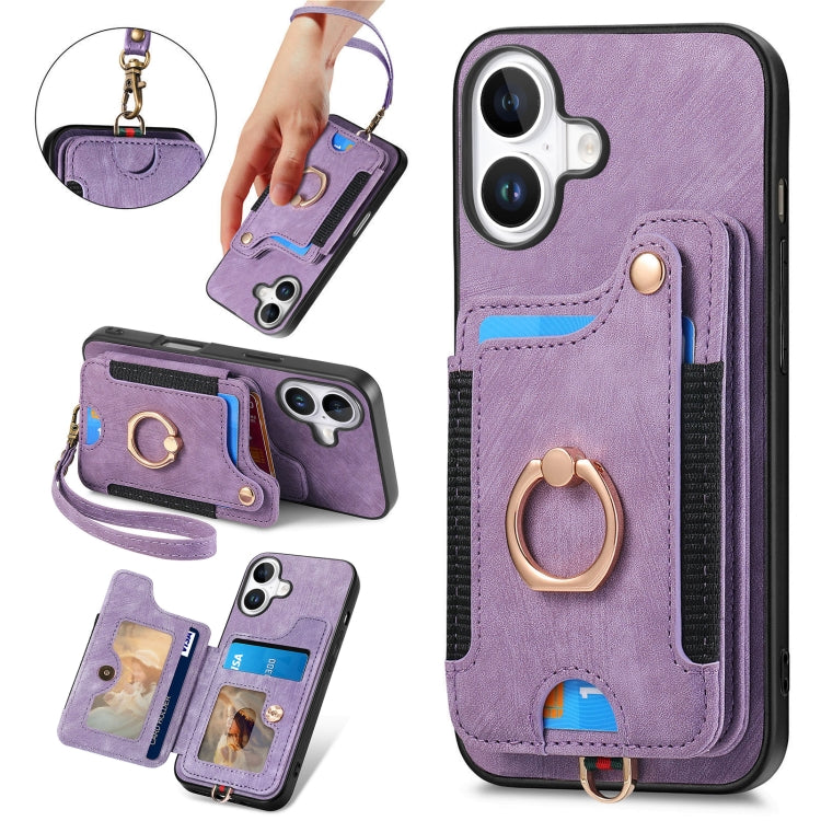 Retro Skin-feel Ring Multi-card Wallet Phone Case, Series 1