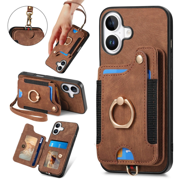 Retro Skin-feel Ring Multi-card Wallet Phone Case, Series 1