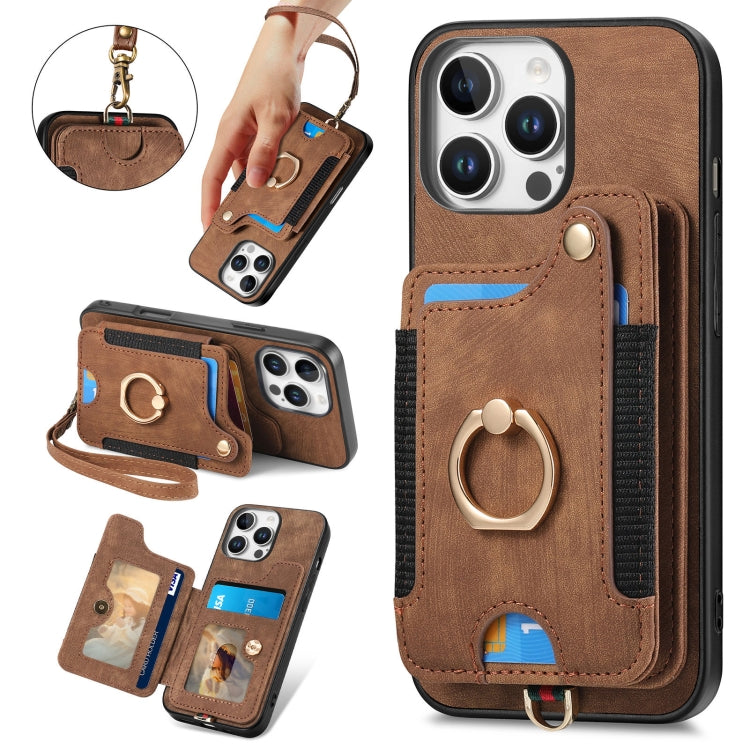 Retro Skin-feel Ring Multi-card Wallet Phone Case, Series 1