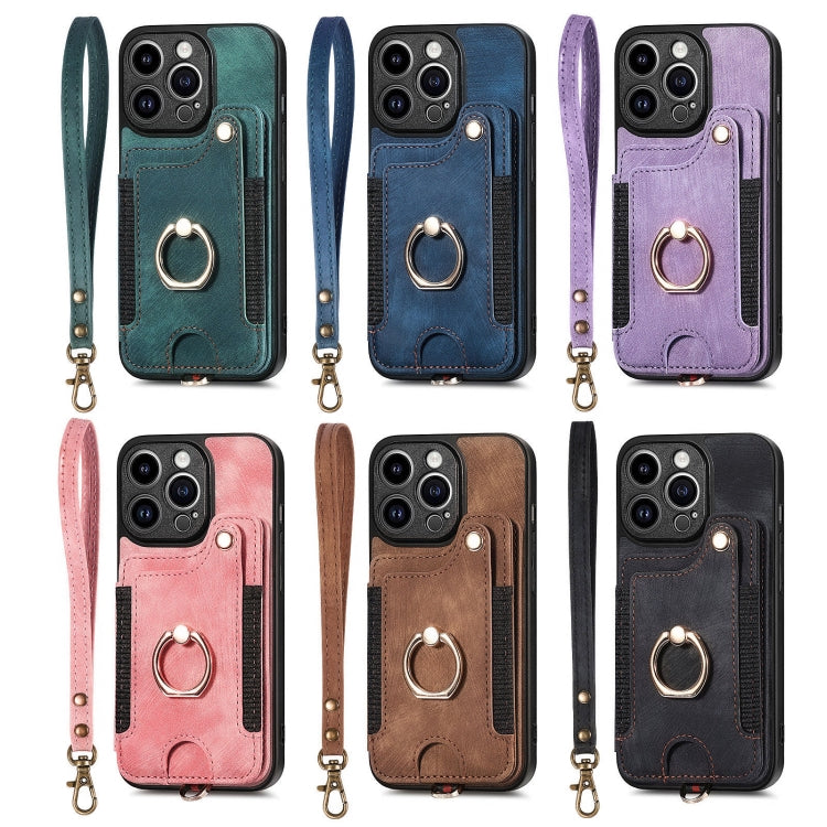 Retro Skin-feel Ring Multi-card Wallet Phone Case, Series 1