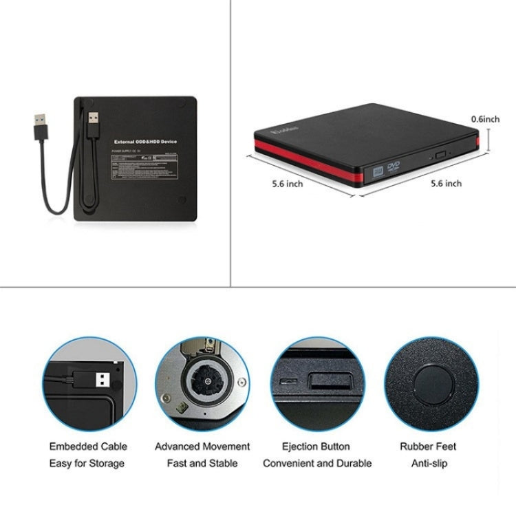 BT669 USB3.0 Laptop CD / DVD Burner Player Optical Drive Case External DVD Drive Enclosure My Store