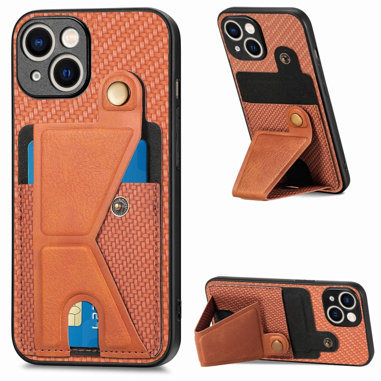 Carbon Fiber Wallet Flip Card K-shaped Holder Phone Case, Series 1