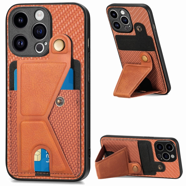 Carbon Fiber Wallet Flip Card K-shaped Holder Phone Case, Series 1