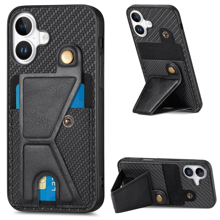 Carbon Fiber Wallet Flip Card K-shaped Holder Phone Case, Series 1