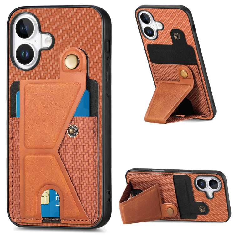 Carbon Fiber Wallet Flip Card K-shaped Holder Phone Case, Series 1