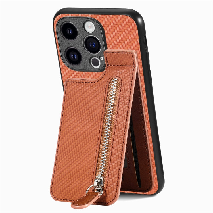 Carbon Fiber Vertical Flip Zipper Phone Case, Series 1