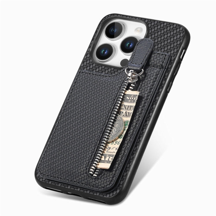 Carbon Fiber Vertical Flip Zipper Phone Case, Series 1