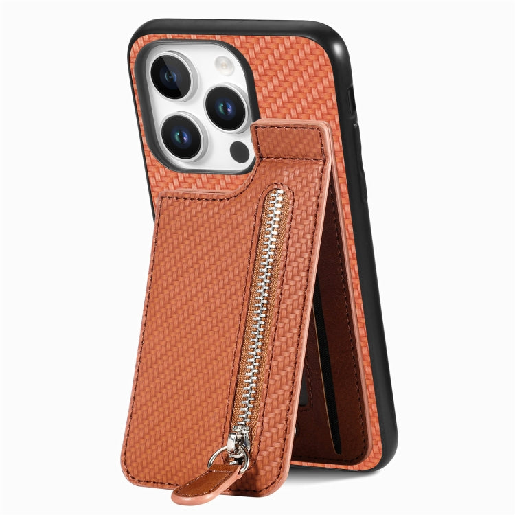 Carbon Fiber Vertical Flip Zipper Phone Case, Series 1