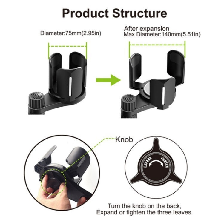 D08 With Adjustable Snack Cup Cup Holder Phone Mount For Car Phone Clamping Mount Holder