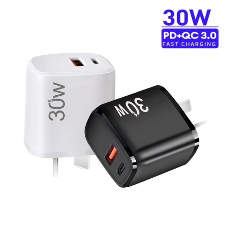 PD30W USB-C / Type-C + QC3.0 USB Dual Port Charger for iPhone 15 / iPad Series, AU Plug