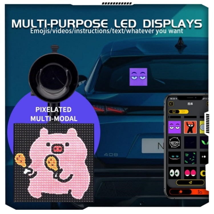 P64L Car Rear Windshield Scrolling Message LED Matrix Panel DIY Text Pattern Expression Screen