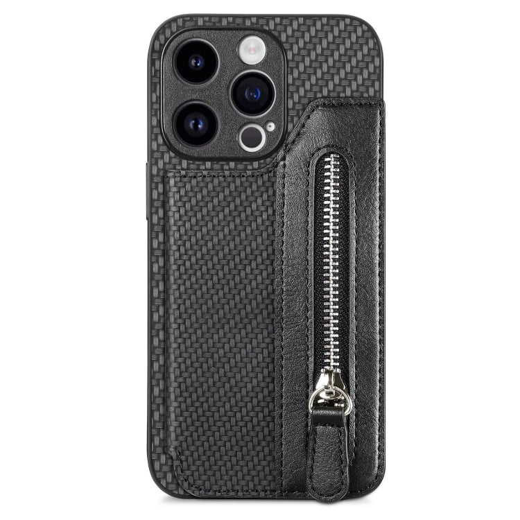 Carbon Fiber Horizontal Flip Zipper Wallet Phone Case, Series 1