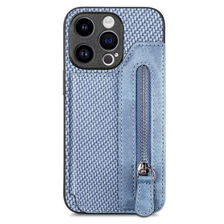 Carbon Fiber Horizontal Flip Zipper Wallet Phone Case, Series 2