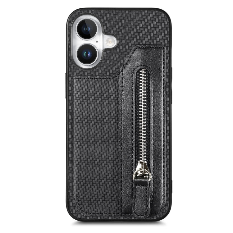 Carbon Fiber Horizontal Flip Zipper Wallet Phone Case, Series 2