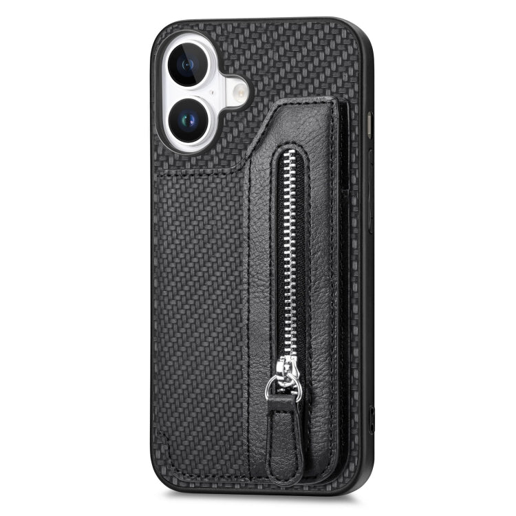 Carbon Fiber Horizontal Flip Zipper Wallet Phone Case, Series 2