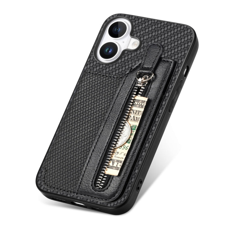 Carbon Fiber Horizontal Flip Zipper Wallet Phone Case, Series 2