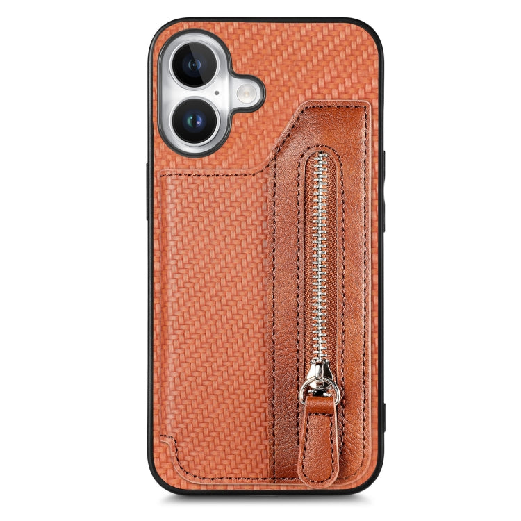 Carbon Fiber Horizontal Flip Zipper Wallet Phone Case, Series 2