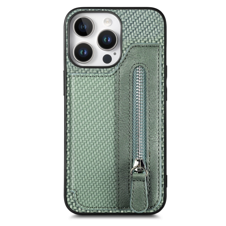 Carbon Fiber Horizontal Flip Zipper Wallet Phone Case, Series 1