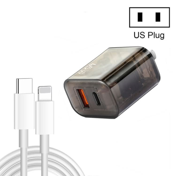 45PQ 45W PD25W + QC3.0 20W USB Super Fast Charger with Type-C to 8 Pin Cable, US Plug